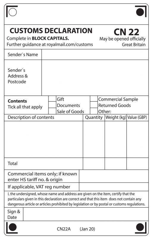 CN22A form