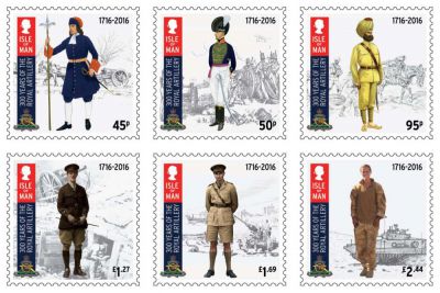 Isle of Man Post Office stamps celebrate 300 years of The Royal Regiment of Artillery 