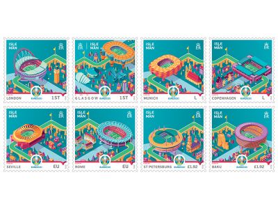 Official Licensed Products of UEFA EURO 2020™  Stamps issued for Isle of Man