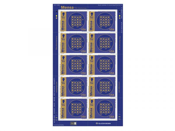 Mensa 75 - USA Postage Sheet (10 Stamps)