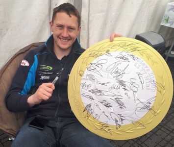 A Chance to Own Two Steve Hislop Memorial Coin Boards Signed by Motorbike Racing Royalty