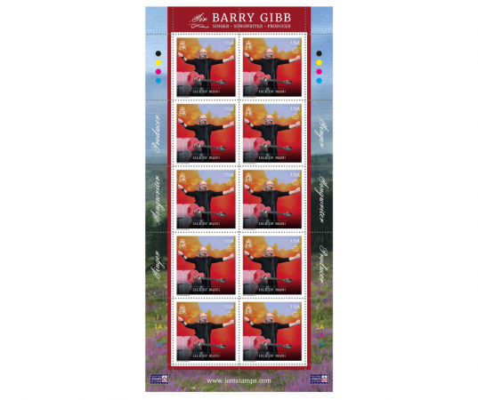 Sir Barry Gibb -  USA Postage Sheet (10 stamps)