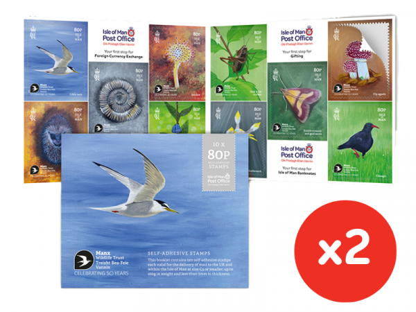 2 x Manx Wildlife Trust Postal Booklets (20 stamps in total)