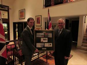 Framed set of Panama Canal stamps presented to Chief Executive Officer of Panama Canal Authority to mark centenary