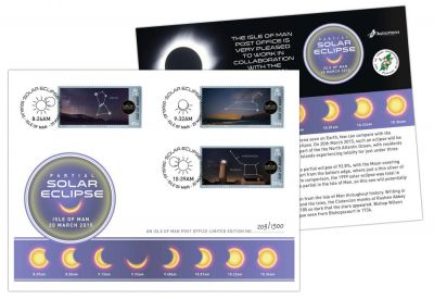 Isle of Man Post Office issue special postmark cover and align with Onchan School and Astronaut Alan Bean to mark solar eclipse 