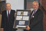  Ray Harmer MHK presents The Master Gunner General Sir Timothy Granville-Chapman GBE KCB with a framed set of stamps Ray Harmer MHK presents The Master Gunner General Sir Timothy Granville-Chapman GBE KCB with a framed set of stamps